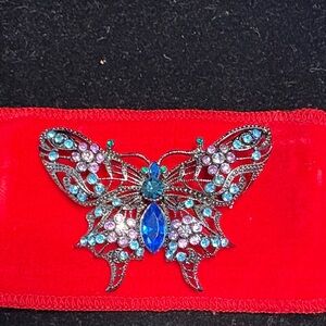 Elegant Butterfly Brooch with Blue and Silver Accents